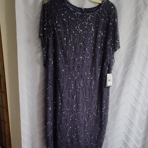 Elegant Sequin Dress in Purple Adrianna Papell Size 22 W New